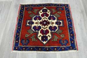 Vintage Hand Knotted Anatolian Turkish Square  Rug Size: 62 x 68cm