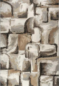 Abstract Geometric Stone Effect Argentum Rug Size: 200 x 290cm (63065-4243)