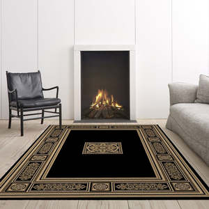 Living Room: Regal Traditional Black and Gold Da Vinci Rug (57801-3233)