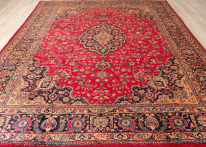 Signed Vintage Mashad Hand-Knotted Wool Persian Rug (Size: 300 X 380 CM)