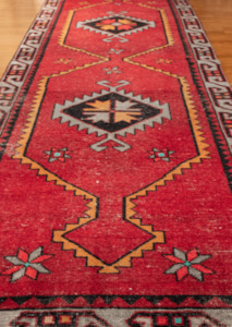 Vintage Hand- Knotted Turkish Wool Runner Rug