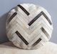 Grey White Round Cowhide Cushion