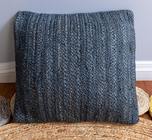 Natural Jute Cushions: Navy Blue Jute Cushion
