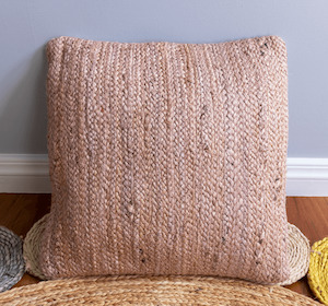 Baby Pink Jute Cushion