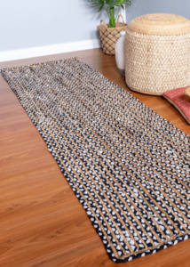 Black White Jute Runner Rug