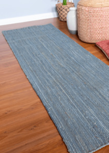 Light Blue Jute Runner Rug