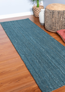 Dark Blue Jute Runner Rug