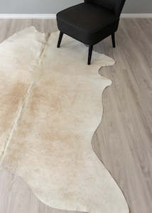 Beige And White Cowhide Rug (Size: 230 X 180 CM)