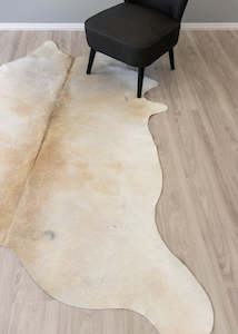 Beige And White Cowhide Rug (Size: 220 X 190 CM)