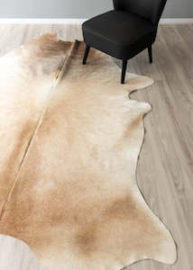 Beige And White Cowhide Rug (Size: 260 X 190 CM)