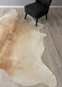Beige And White Cowhide Rug (Size: 240 X 200 CM)