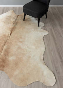 Beige And White Cowhide Rug (Size: 220 X 200 CM)