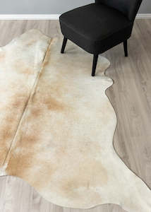 Beige And White Cowhide Rug (Size: 200 X 180 CM)