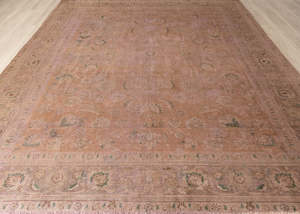 Vintage Overdyed Tabriz Hand-Knotted Wool Persian Rug (Size: 290 X 390 CM)