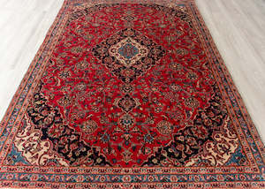 Vintage Kashan Hand-Knotted Wool Persian Rug (Size: 180 X 275 CM)