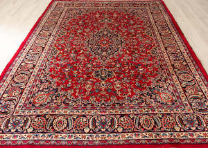 Mashad Rugs: Signed Vintage Mashad Hand-Knotted Wool Persian Rug (Size: 245 X 340 CM)