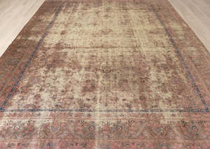Vintage Overdyed Sabzevar Hand-Knotted Wool Persian Rug (Size: 280 X 370 CM)