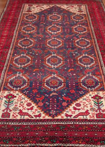 Vintage Baluch Hand-Knotted Wool Persian Rug