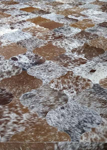 Cowhide Patchwork Rugs: Salt & Pepper Bari Block Cowhide Patchwork Rug