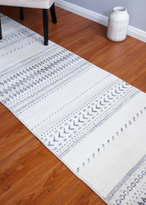 White Rugs: Black And White Tribal Runner Rug