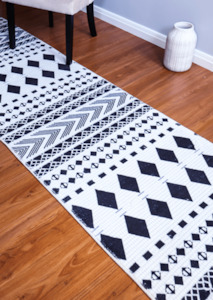 Black And White Tribal Runner Rug