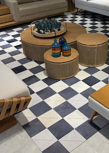 Two Tone Linha Block Cowhide Patchwork Rug