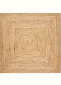 Rugs: Square Natural Plain Handmade Jute Rug