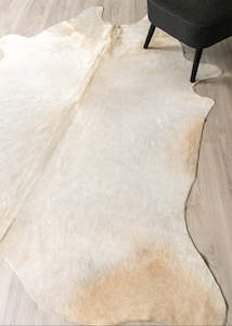 White Cowhides: (Rare) Cream Off White Cowhide Rug (Size: 240 X 200 CM) CHR1822