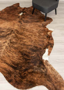 Dark White Spine Belly Brindle Cowhide Rug (Size: 260 X 230 CM)