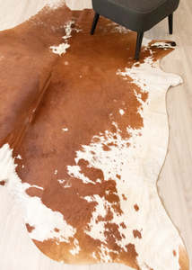 Brown And White Cowhide Rug (Size: 240 X 210 CM) CHR2253