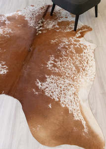 Brown White Salt Pepper Cowhide Rugs: Salt Pepper Brown & White Cowhide Rug (Size: 220 X 180 CM) CHR 2104