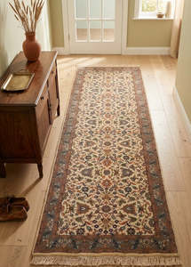 Rugs: Oriental Agra Hand-Knotted Wool Hallway Indian Runner Rug 85 x 250 CM