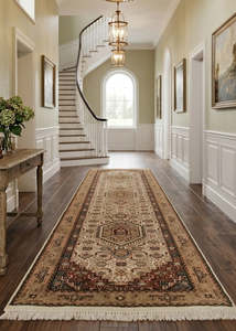 Oriental Agra Hand-Knotted Wool Hallway Indian Runner Rug - 84 x 350 CM