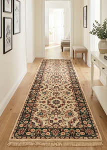 Rugs: Authentic Wool Hand-Knotted Floral Hallway Runner Rug – 76 x 260 CM