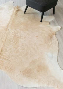 Champagne Cowhides: (Rare) Champagne Cowhide Rug (Size: 260 X 220 CM) CHR2382