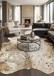 Cowhide Rugs Nz: Designer Gold Speckled Champagne Cowhide Rug (Size: 260 x 240 CM)