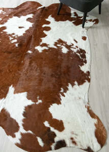 Brown And White Cowhide Rug (Size: 240 X 210 CM) CHR2640