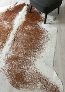 (Rare) Salt Pepper Brown & White Cowhide Rug (Size: 230 X 210 CM) CHR2625