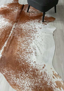 (Rare) Salt Pepper Brown & White Cowhide Rug (Size: 230 X 210 CM) CHR2415