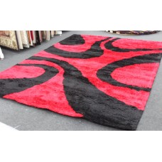 Super soft extra thick kyra opawa designer shaggy rug red &amp. Black 250x350cm
