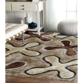 Products: Afroza Contemporary Abstract Ivory Handmade Shag Rug
