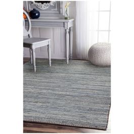 Indigo Waves Denim Flat-Weave Rug - Reversible Handwoven Rustic Te