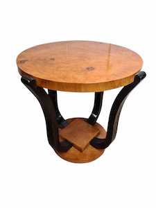 Art Deco: Andre Art Deco Burr Walnut Lamp Table
