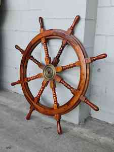 The Titanic Rosewood & Brass Ship wheel 90cm
