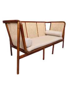 Rattan Wicker Furniture: CONTEMPO MID CENTURY TEAK & RATTAN SOFA