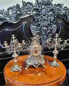 Chandeliers: Baroque Brass Clock Garniture