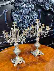 Pair of French Brass Candelabra