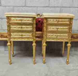 Baroque Rococo: Aspen French Nightstand with Marble