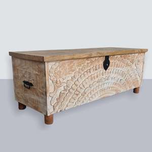 Trunks Boxes: Narmada Hand Cavred Indian Trunk