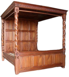 Beds: JACOBEAN TWISTED POSTER WITH ROOF (PRE ORDER)